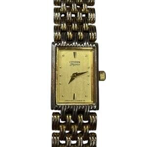 Women's Citizen "Elegance" Gold Tone Square Faced Watch 5421-F45189 Dainty